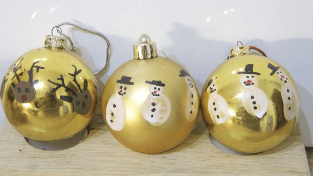 Fingerprint Snowman Bauble